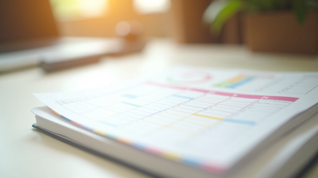 Calendar and planner with color-coded schedule for family commitments